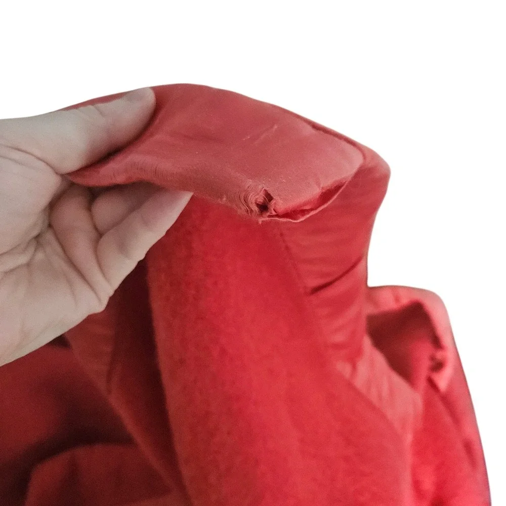 Vintage Red Loomed Wool Satin Binding Trim Blanket Flawed